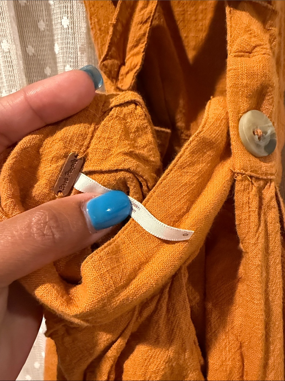 Free People Burnt Orange Pinafore Midi Dress - Picture 4 of 4